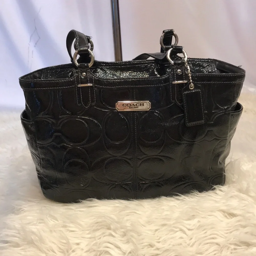 Coach | Bags | Coach Gallery Patent Leather Tote Black F9462